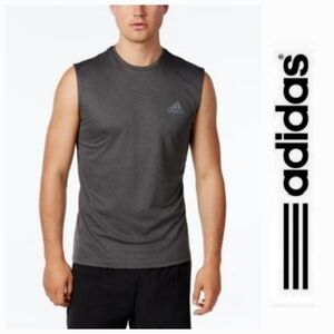 ADIDAS MEN'S CLIMALITE SLEEVELESS T-SHIRT IN DARK GREY HEATHER